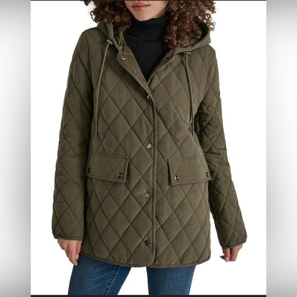 NWT - DKNY Olive Green Jacket/Quilted Coat - Size XS Oversized - Picture 1 of 6